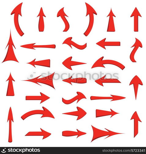 Vector set of red arrows