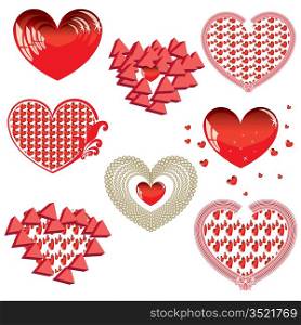 Vector set of Red love heart vector Valentines illustration