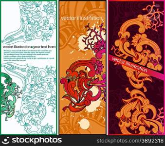 vector set of rich floral cards