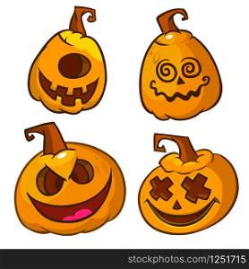 Vector set of scary Halloween pumpkins head