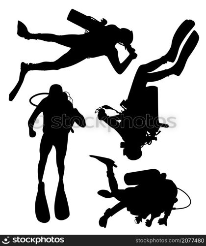 vector set of scuba divers