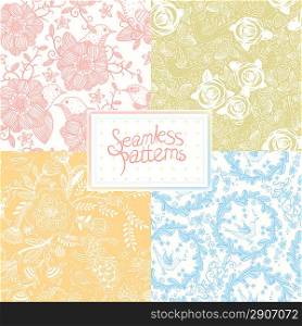 vector set of seamless floral patterns