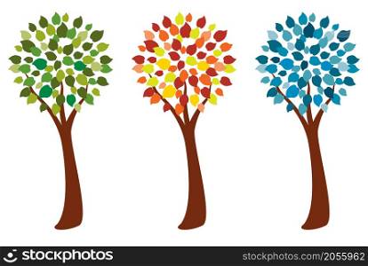 vector set of seasonal trees