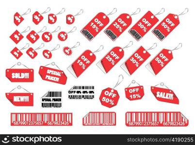 vector set of shopping tags and stickers