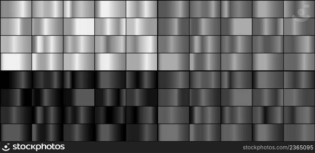 Vector set of silver metal gradients.