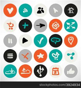 Vector set of simple flat round web icons