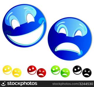 vector Set of smileys comedy and tragedy masks