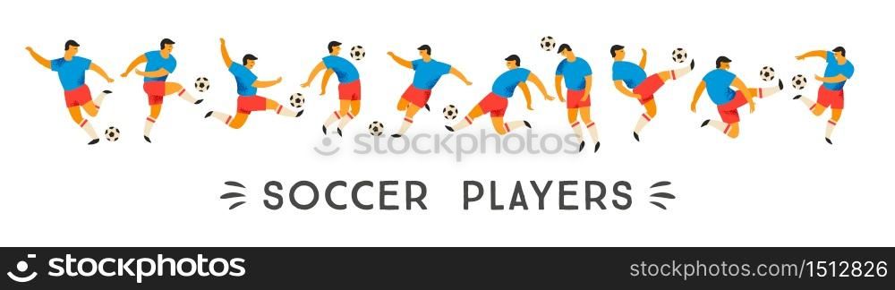 Vector set of soccer players. Design element for card, poster, flyer and other use.. Vector set of soccer players. Design element.