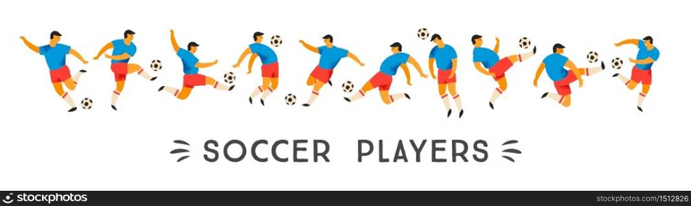 Vector set of soccer players. Design element for card, poster, flyer and other use.. Vector set of soccer players. Design element.