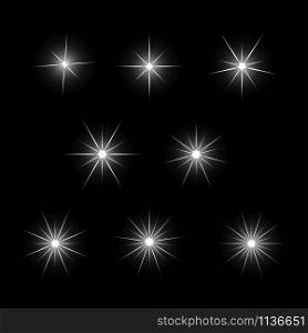 Vector set of sparkle lights stars. Vector illustration. Vector set of sparkle lights stars