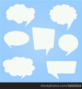 Vector set of speech and thought communication bubbles. Brighr color collection for web, social networks and other designs. A collection of vector speech and thought communication bubbles