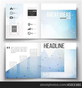Vector set of square design brochure template. Abstract colorful polygonal background, modern stylish triangle vector texture.