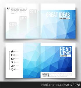 Vector set of square design brochure template. Abstract colorful polygonal background, modern stylish triangle vector texture.