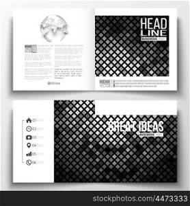Vector set of square design brochure template. Abstract polygonal background, modern stylish square design silver vector texture.