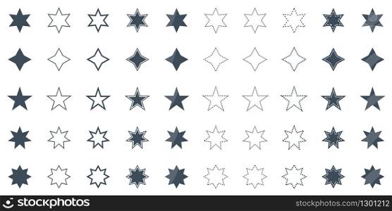 vector set of stars in different shapes