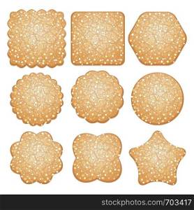 vector set of sugar cookies of different shapes isolated on a white background