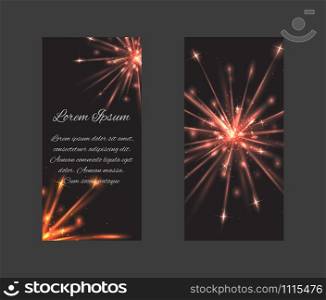 Vector set of templates with fireworks and a place for text for forms, blanks, coupons, invitations, and your creativity