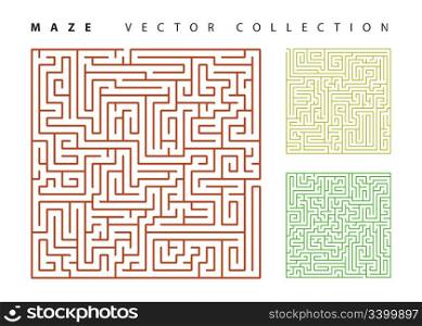 Vector set of the 10 mazes isolated on white background
