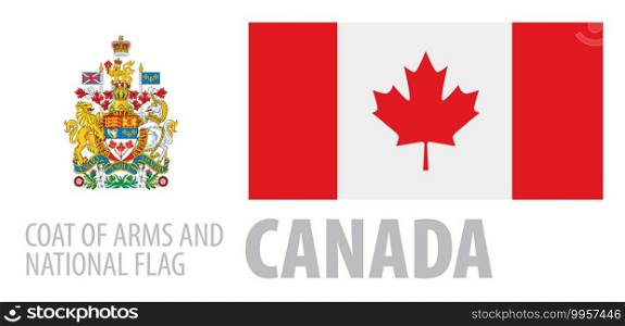 Vector set of the coat of arms and national flag of Canada.. Vector set of the coat of arms and national flag of Canada