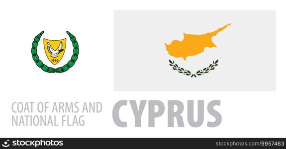 Vector set of the coat of arms and national flag of Cyprus.. Vector set of the coat of arms and national flag of Cyprus