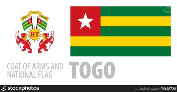 Vector set of the coat of arms and national flag of Togo.. Vector set of the coat of arms and national flag of Togo