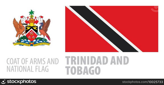 Vector set of the coat of arms and national flag of Trinidad and Tobago.. Vector set of the coat of arms and national flag of Trinidad and Tobago