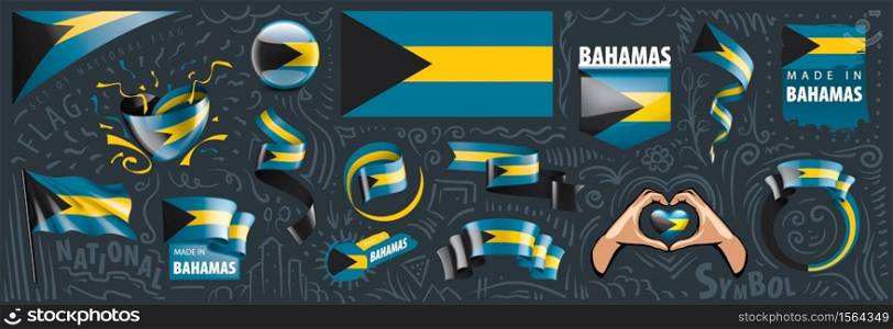Vector set of the national flag of Bahamas in various creative designs.. Vector set of the national flag of Bahamas in various creative designs
