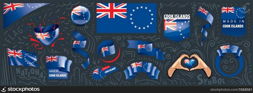 Vector set of the national flag of Cook Islands in various creative designs.. Vector set of the national flag of Cook Islands in various creative designs