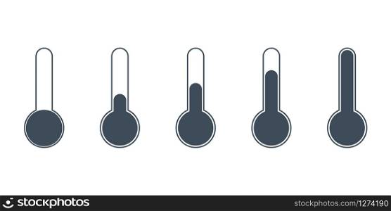 vector set of thermometers with different air temperature