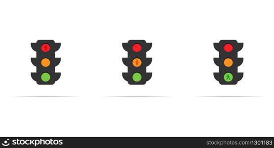 vector set of traffic light icons with many color sections