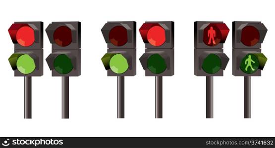 vector set of traffic lights for pedestrians