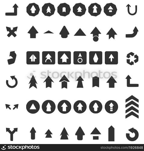 Vector set of useful arrows. Collection arrow with elegant style and black color. Flat illustration sign.. Vector set of useful arrows. Vector illustration.