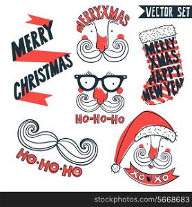 vector set of vintage Christmas and New Year emblems
