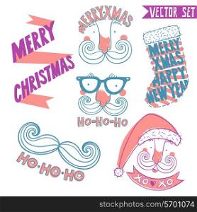 vector set of vintage Christmas and New year emblems