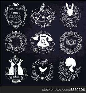 vector set of vintage emblems for Valentine day
