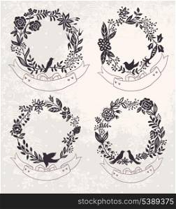 vector set of vintage floral frames