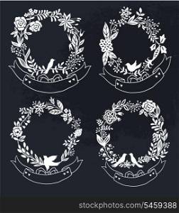 vector set of vintage floral frames