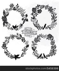 vector set of vintage floral wreathes