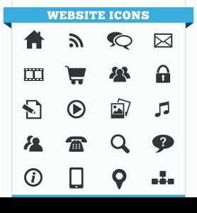 Vector set of website and Internet icons and design elements for blog, forum, online portfolio and web pages. Illustration isolated on white background.