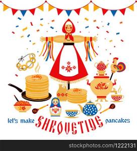 Vector set on the theme of the Russian holiday Carnival.. Vector set on the theme of the Russian holiday Carnival. Russian translation Shrovetide or Maslenitsa.