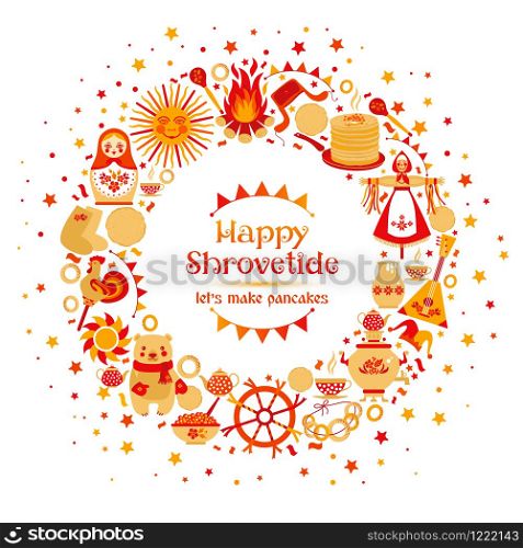 Vector set on the theme of the Russian holiday Carnival.. Vector set on the theme of the Russian holiday Carnival. Russian Shrovetide or Maslenitsa.