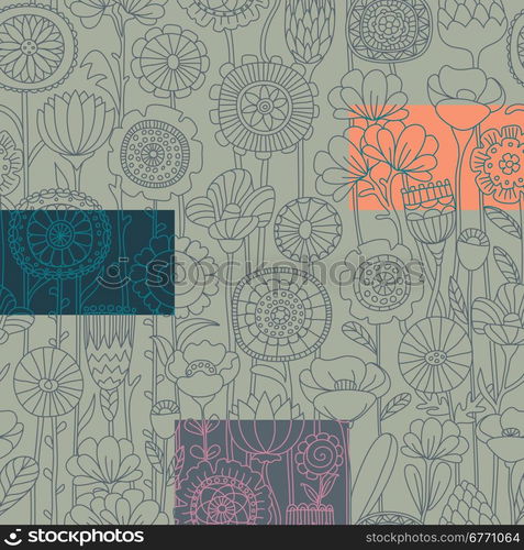 vector set seamless floral pattern. vector set seamless background of wildflowers doodles