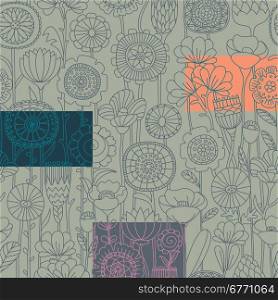 vector set seamless floral pattern. vector set seamless background of wildflowers doodles