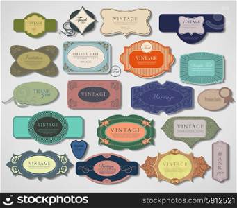Vector set vintage labels, old style can be used for invitation, congratulation or website