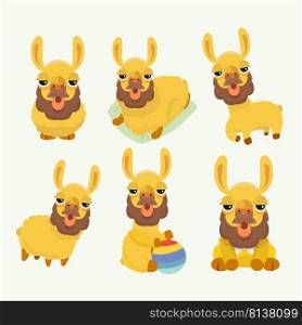 Vector set with cute alpacas. 