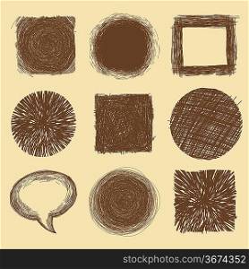 Vector set with doodle backgrounds and frames - ink drawings