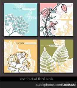 vector set with hand drawn floral cards