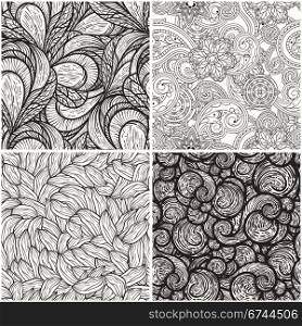 vector set with monochrome seamless patterns