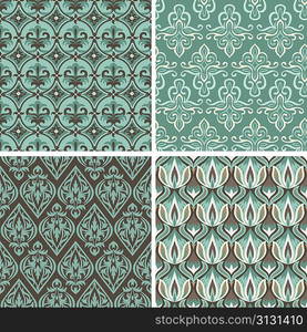 Vector set with vintage seamless patterns