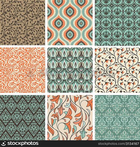 Vector set with vintage seamless patterns